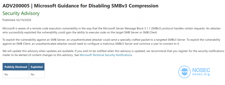 最新Windows SMBv3 蠕虫级远程代码执行漏洞（CVE-2020-0796）